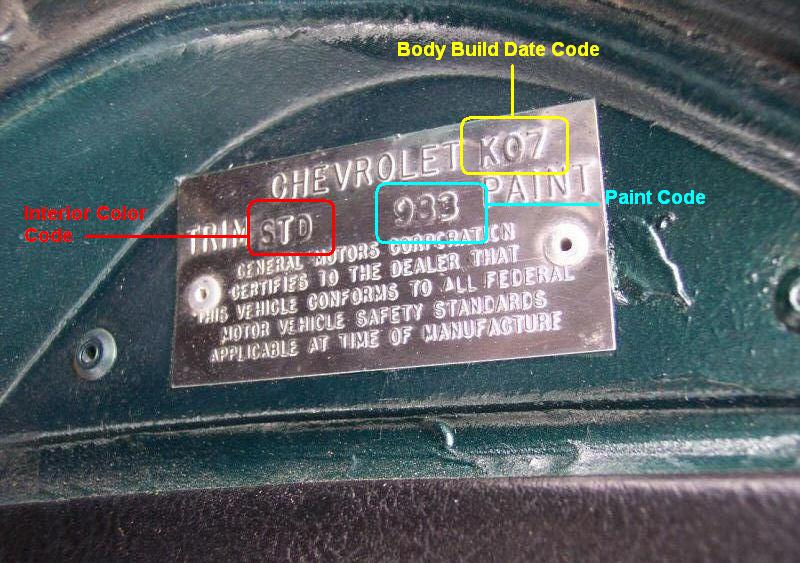 C3 Corvette Build Date Trim Tag Code Official C3 Vette